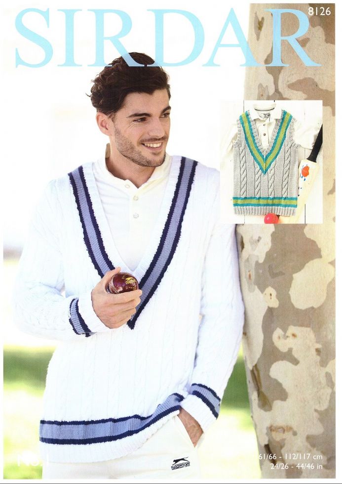 Sirdar Cricket Sweater & Tank Top DK 8126 - Click Image to Close